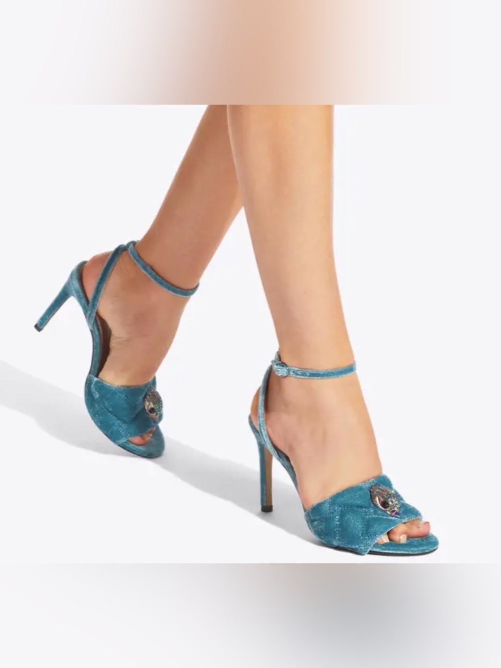 Kurt Geiger Teal Ankle-Strap Open-Toe Heels